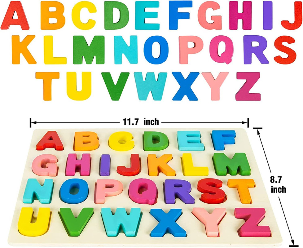 SET 4 ROMPECABEZAS ZZKKO MULTICOLOR MADERA NUMEROS EDUCATIVO LETRAS NIÑOS LAU - 3