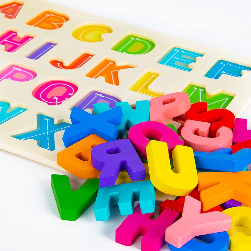 SET 4 ROMPECABEZAS ZZKKO MULTICOLOR MADERA NUMEROS EDUCATIVO LETRAS NIÑOS LAU - 4