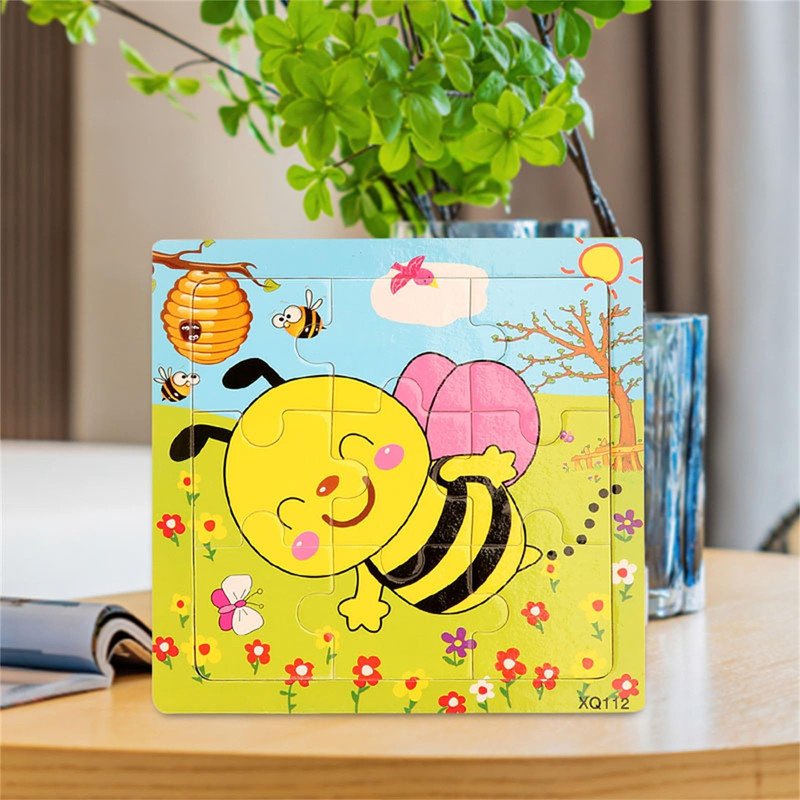 SET 4 ROMPECABEZAS ZZKKO MULTICOLOR CUBOS MADERA ANIMADO NIÑOS LAU - 3