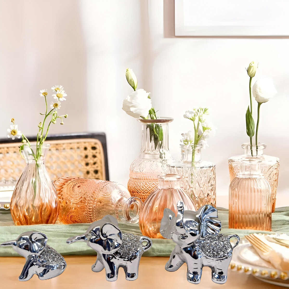 ESTATUAS ELEFANTES FAMILIA ELEGANTE MODERNO 3 PIEZAS JHN - 7