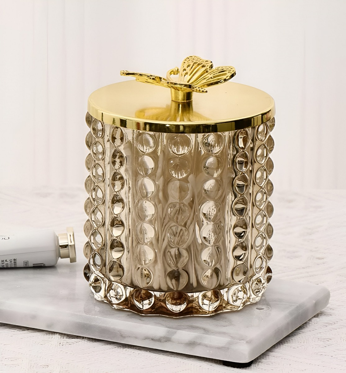 TARRO ALMACENAMIENTO DECORATIVO CRISTAL VIDRIO TAPA JHN - 3