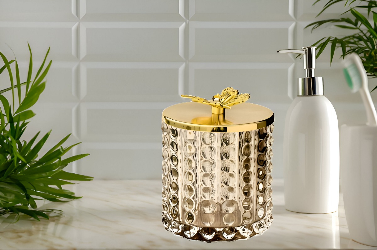 TARRO ALMACENAMIENTO DECORATIVO CRISTAL VIDRIO TAPA JHN - 7