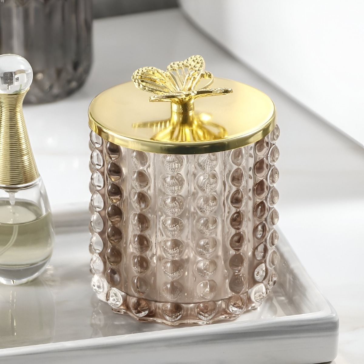 TARRO ALMACENAMIENTO DECORATIVO CRISTAL VIDRIO TAPA JHN - 8