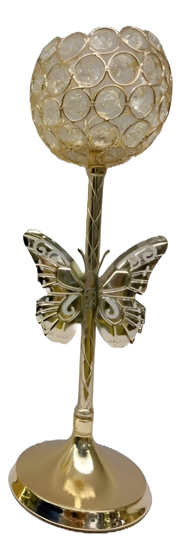 CANDELABRO MARIPOSA NÓRDICO DORADO CRISTAL 30CM JHN - 1