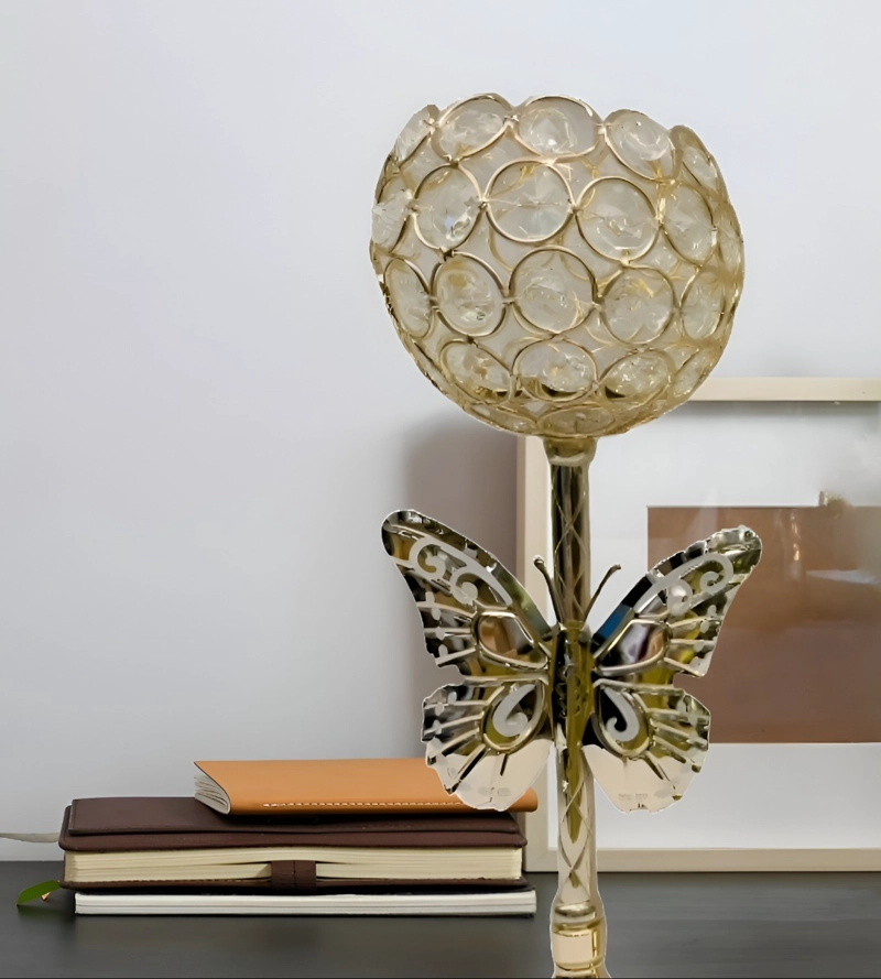 CANDELABRO MARIPOSA NÓRDICO DORADO CRISTAL 30CM JHN - 4