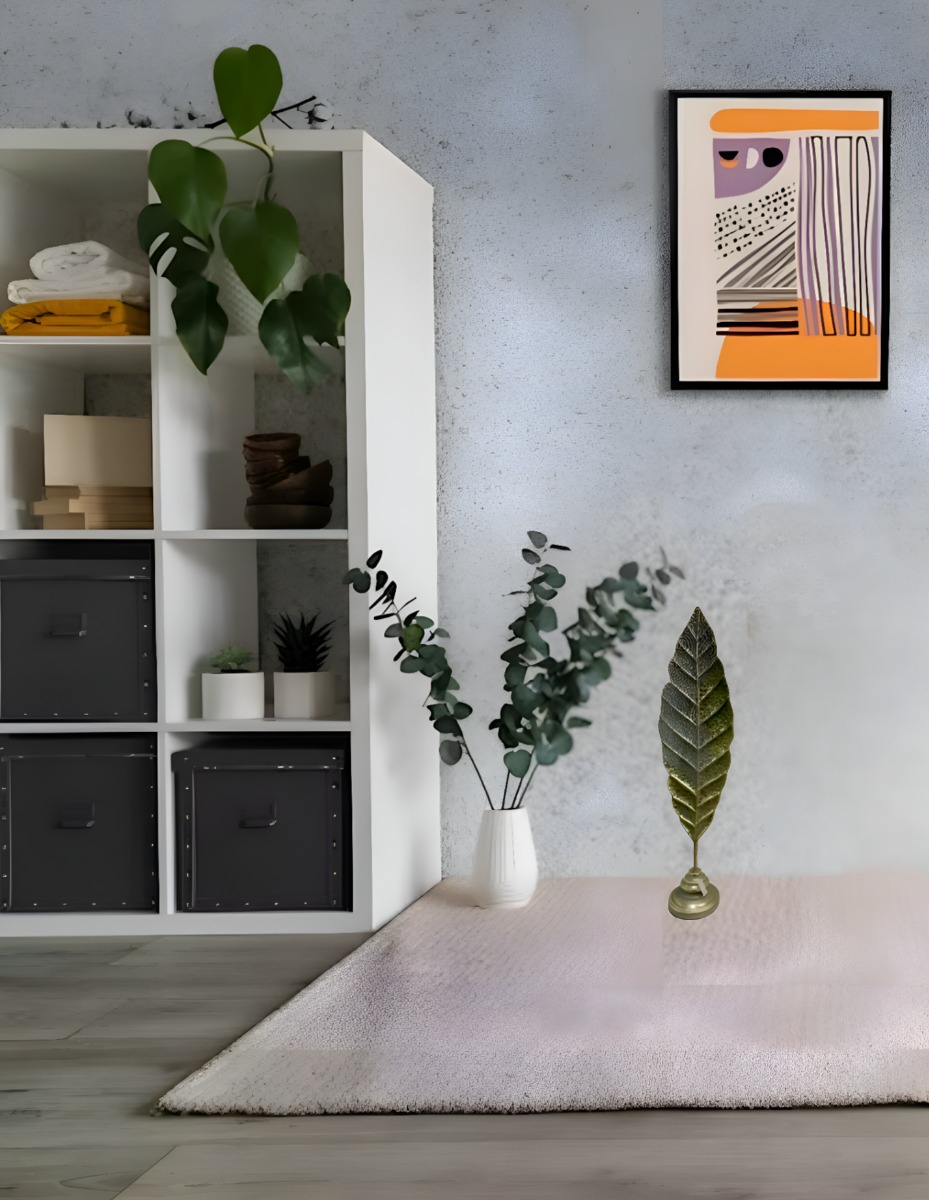 ESCULTURA HOJA PLUMA METAL MINIMALISTA MODERNO 84CM JHN - 5