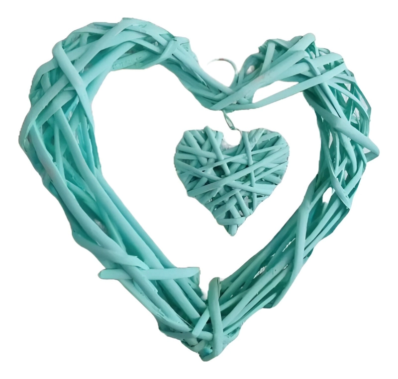 CORAZÓN COLGANTE 20CM MIMBRE RÚSTICO BRICOLAJE SET DE 3 JHN - 2