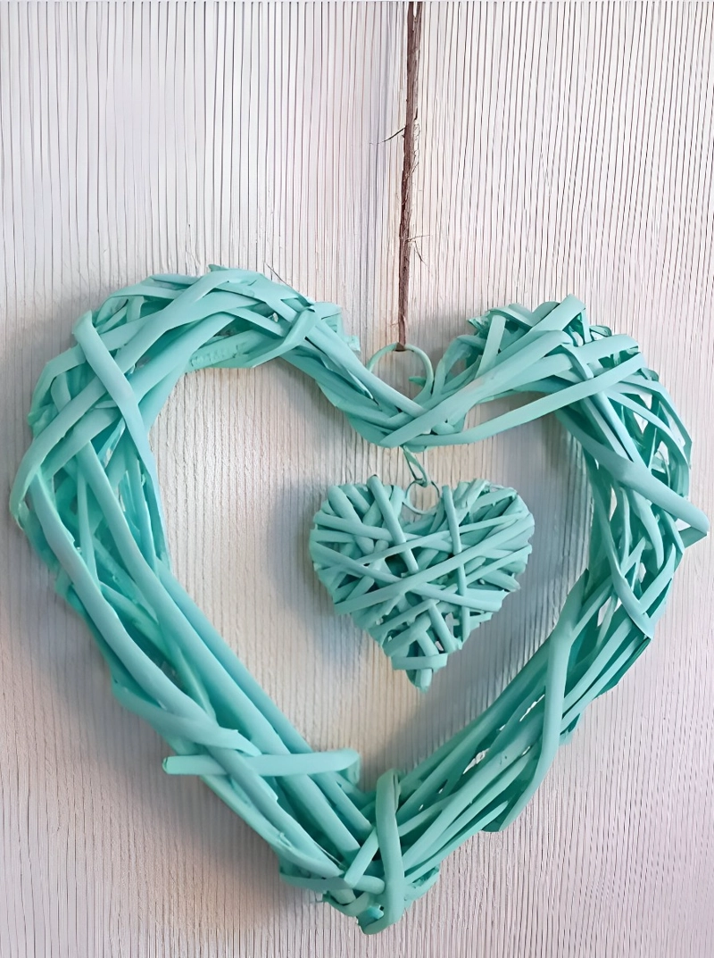 CORAZÓN COLGANTE 20CM MIMBRE RÚSTICO BRICOLAJE SET DE 3 JHN - 7