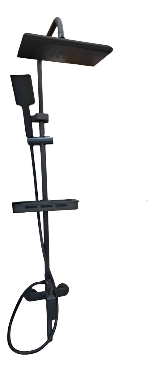 DUCHA COLUMNA MODERNA CUADRADO NEGRO MATE 3 FUNCIONES JHN - 1