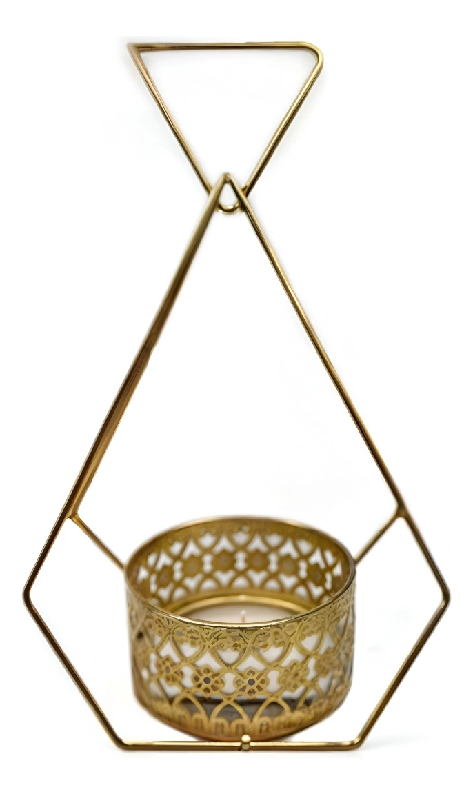 CANDELERO CENTRO MESA HIERRO DORADO DECORACIÓN FLORAL JHN - 1