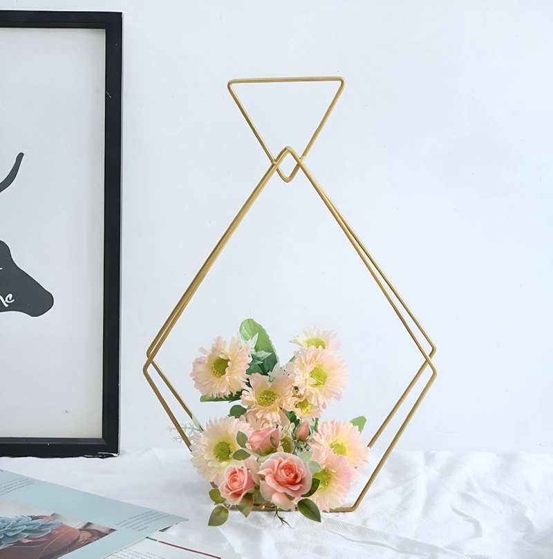 CANDELERO CENTRO MESA HIERRO DORADO DECORACIÓN FLORAL JHN - 7