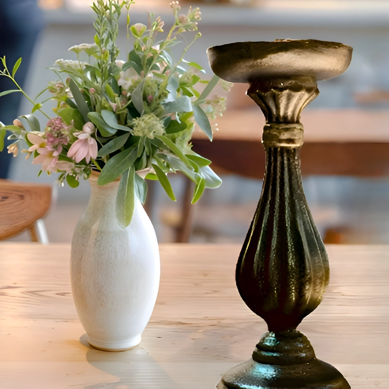 CANDELABRO PILAR ROMANO PEDESTAL DECORATIVO BRONCE 34CM JHN - 7
