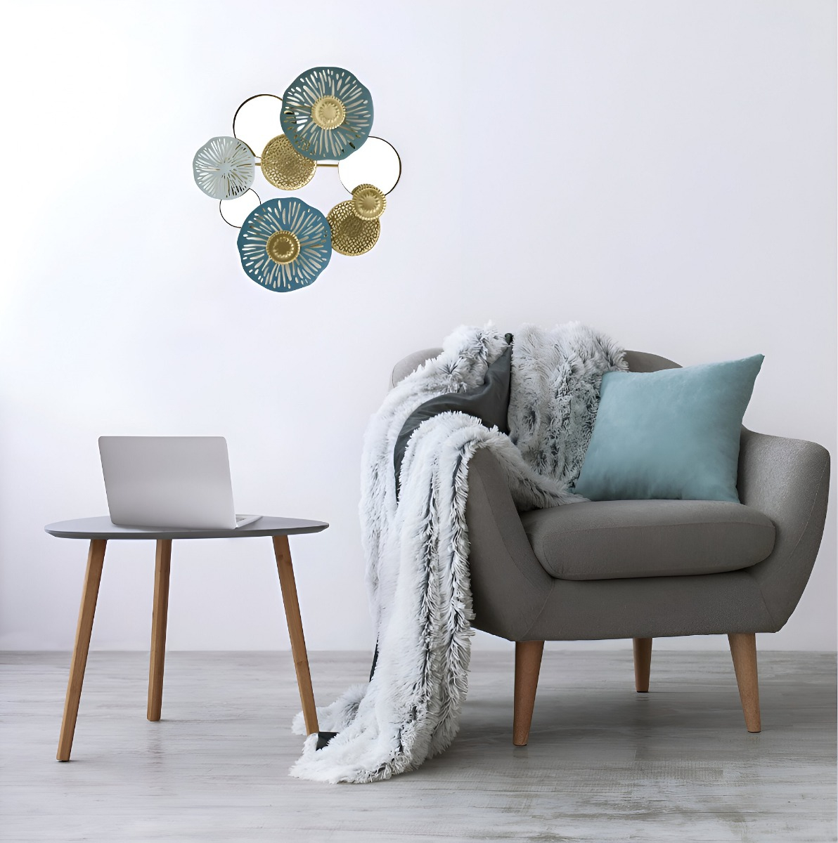 ESPEJO LOTO PARED HIERRO DECORACIÓN ELEGANTE JHN - 6