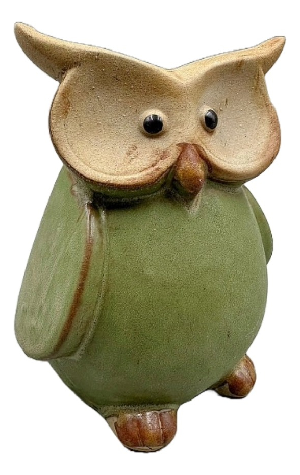 SET DE 2 ESTATUA BÚHO CERÁMICA DECORATIVA HOGAR JHN - 1
