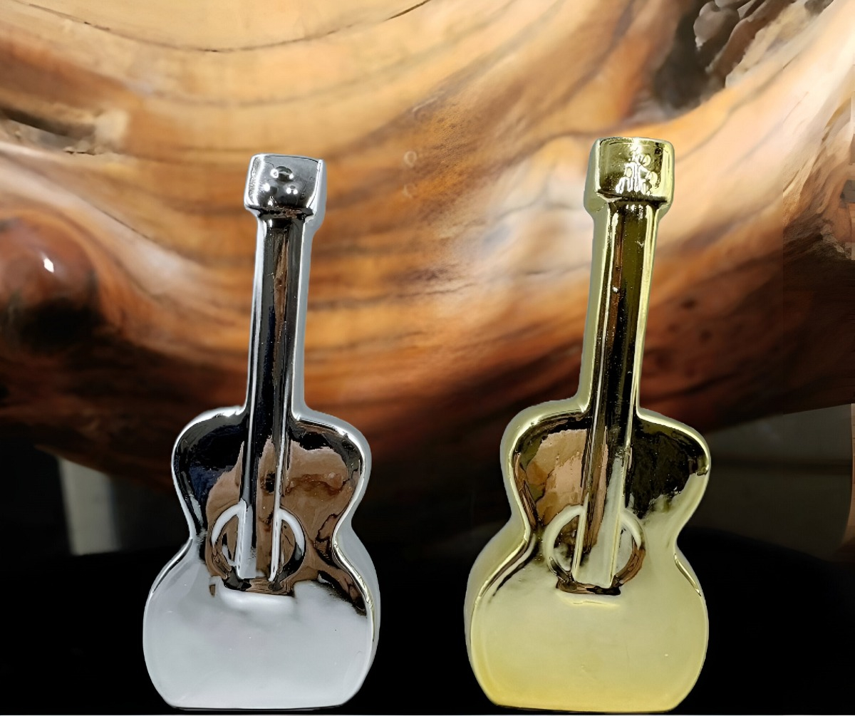 SET DE 2 ESTATUA GUITARRA METAL ESTILO MODERNO JHN - 5