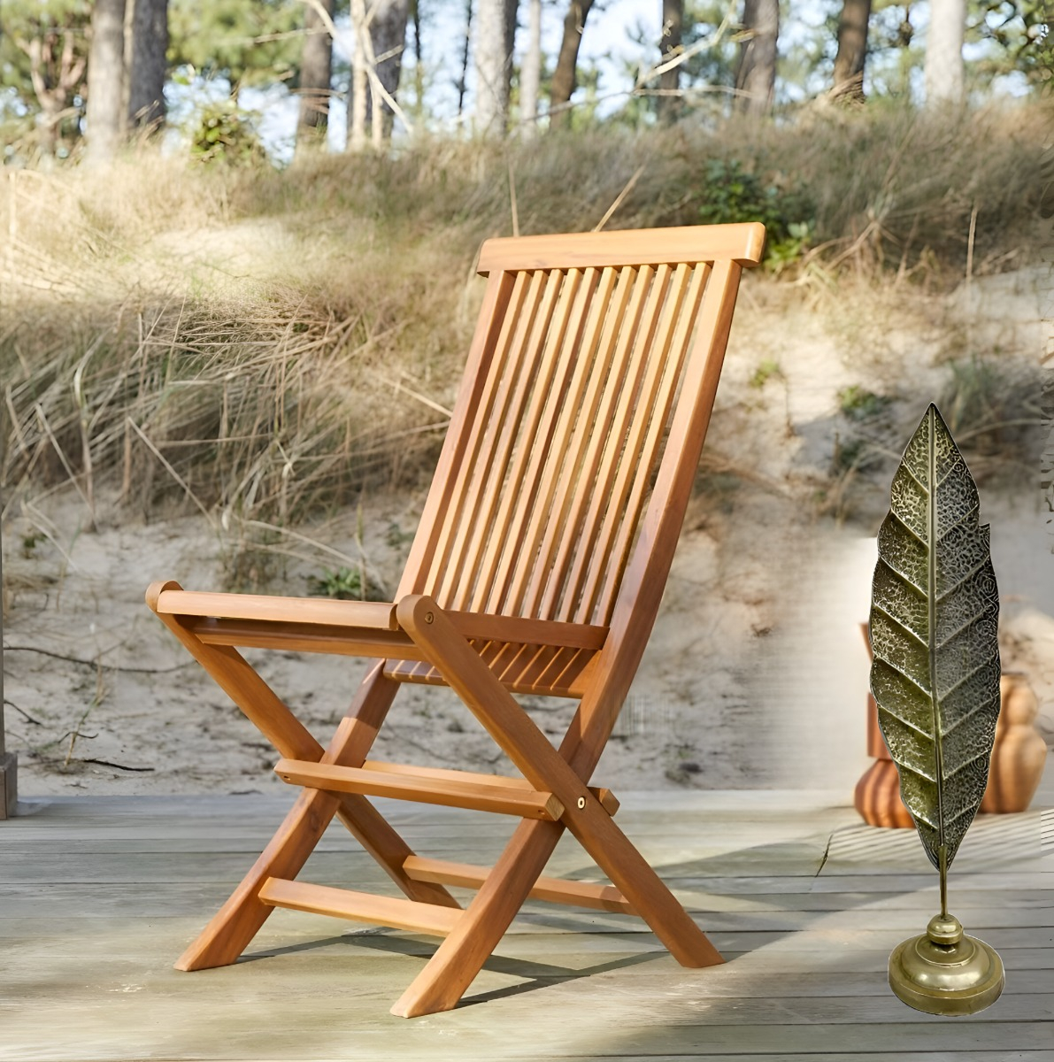 ESCULTURA PLUMA HOJA MINIMALISTA METAL MODERNO 114CM JHN - 3