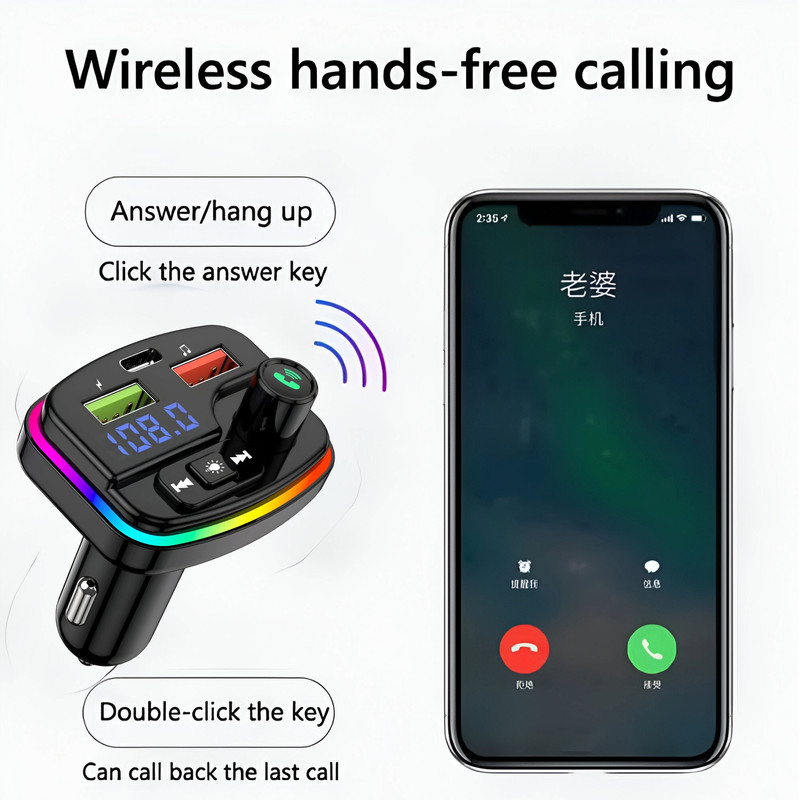 TRANSMISOR MANOS LIBRES CUTX BLUETOOTH CARRO M13 AUDIO USB LAU - 6