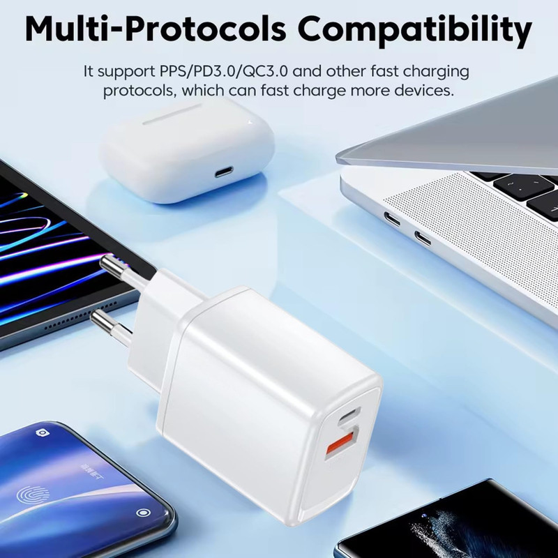 CARGADOR ADAPTADOR 45W USB A USB C CARGA RAPIDA LAU - 8