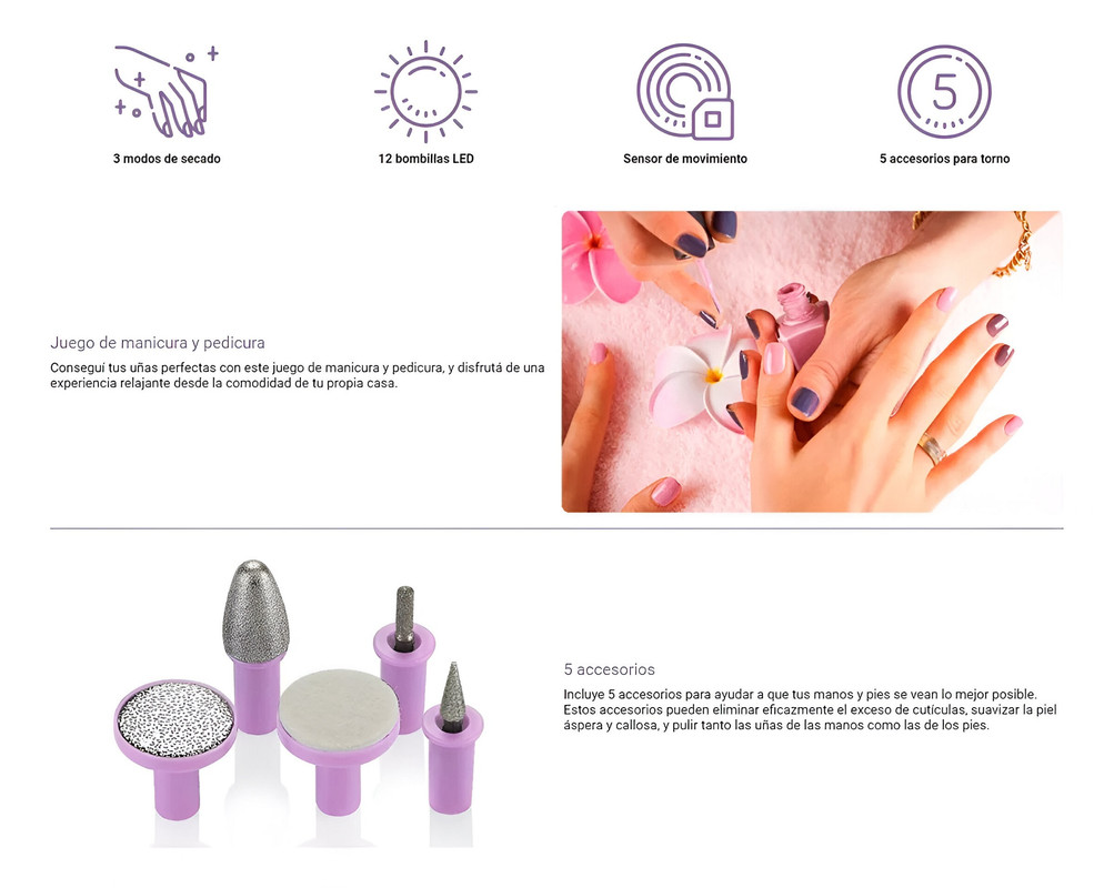 LAMPARA UV UÑAS DREMEL LIMPIADOR MANICURA PEDICURE LAU - 8