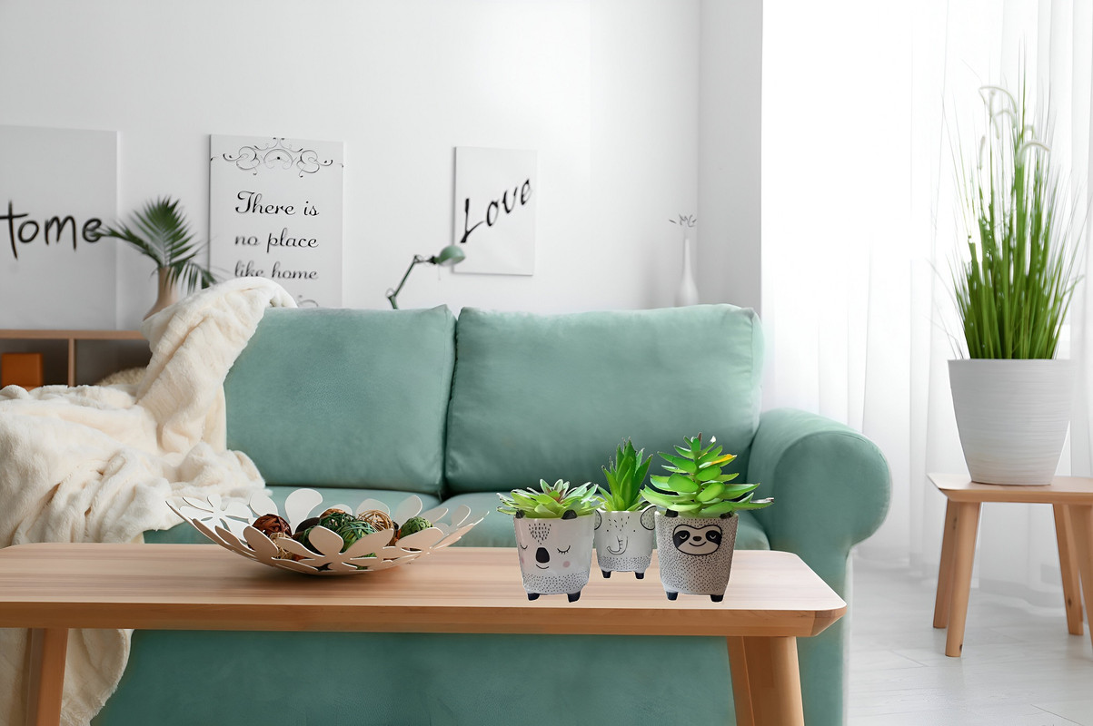 SET 2 MACETAS PEQUEÑAS PLANTAS CACTUS DECORACION HOGAR LAU - 2