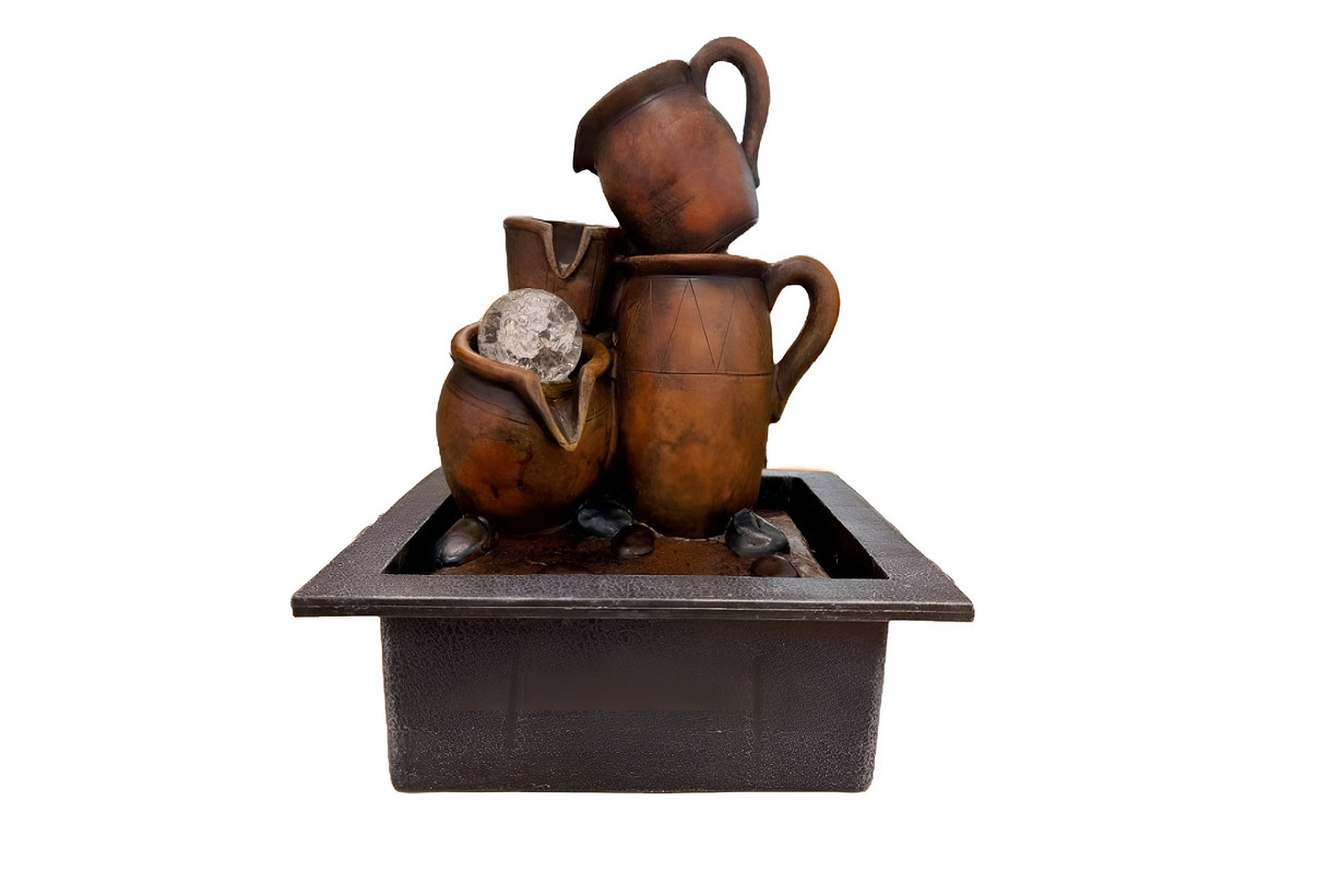 FUENTE AGUA FORMA JARRO MARRON DECORACION HOGAR LAU - 1