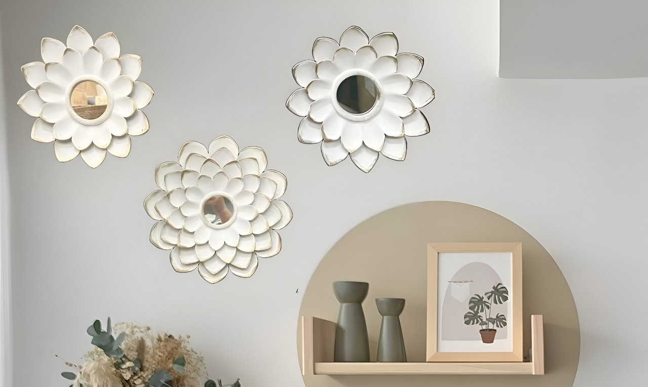 ESPEJO DECORATIVO FLOR BOHEMIO PARED SALA HOGAR LAU - 5