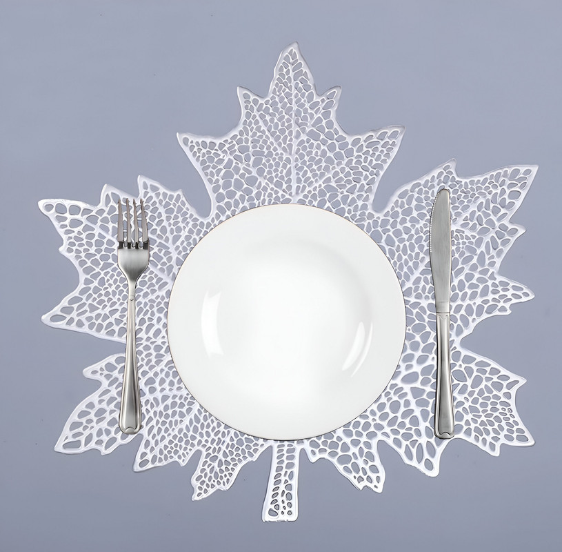 SET 8 INDIVIDUALES BLIZ MANTEL HOJA FLOR ANTIDESLIZANTE MESA LAU - 7