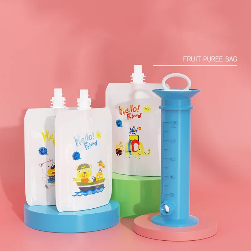 SET 3 MAQUINA RELLENAR BOLSAS PURE BEBÉS PORTÁTIL LAU - 4