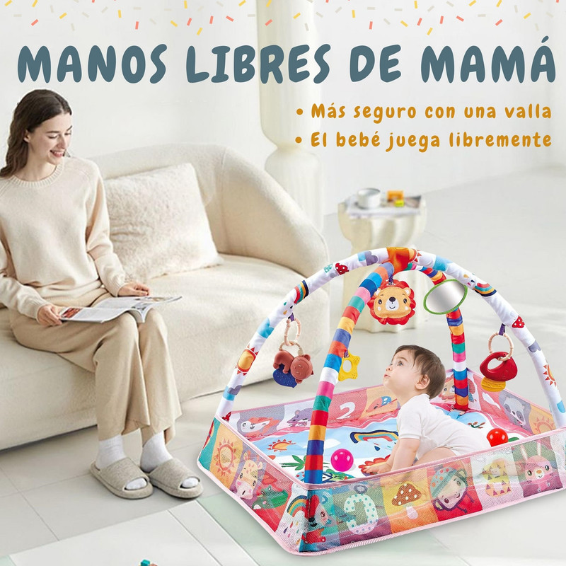 GIMNASIO ZZKKO INTERACTIVO TAPETE 9EN1 MUSICA JUGUETE COLGANTE LAU MULTICOLOR - 3