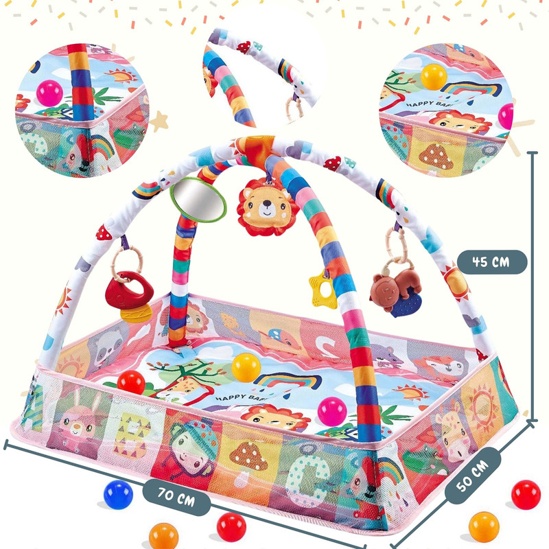 GIMNASIO ZZKKO INTERACTIVO TAPETE 9EN1 MUSICA JUGUETE COLGANTE LAU MULTICOLOR - 4