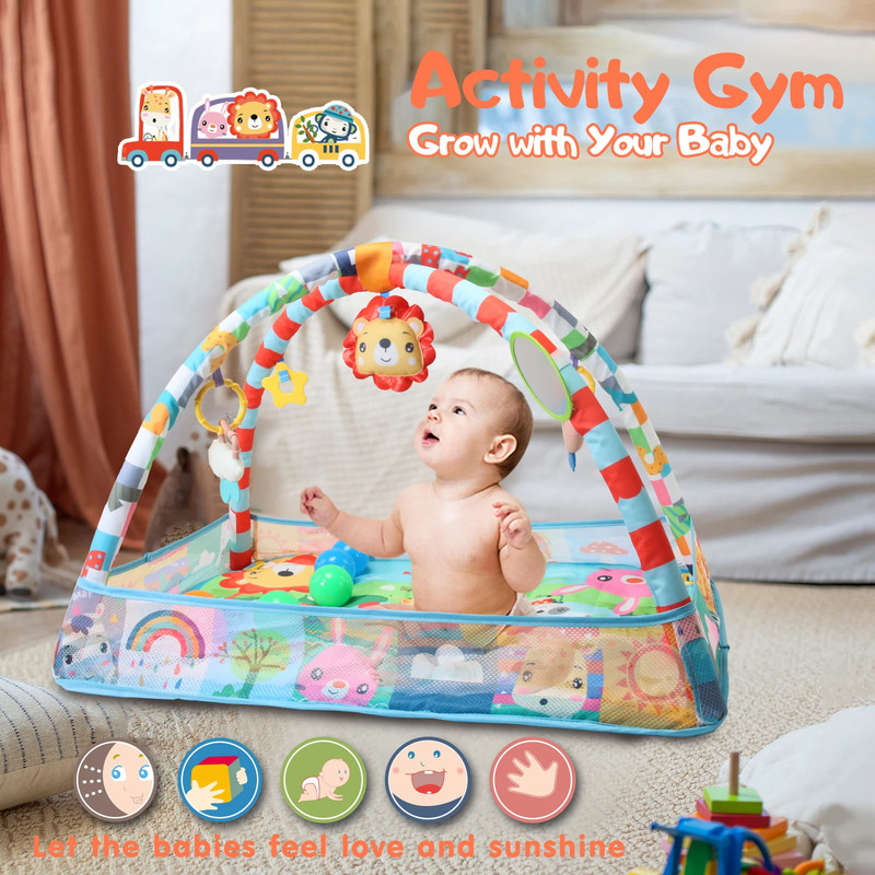 GIMNASIO ZZKKO INTERACTIVO TAPETE 9EN1 MUSICA JUGUETE COLGANTE LAU MULTICOLOR - 5