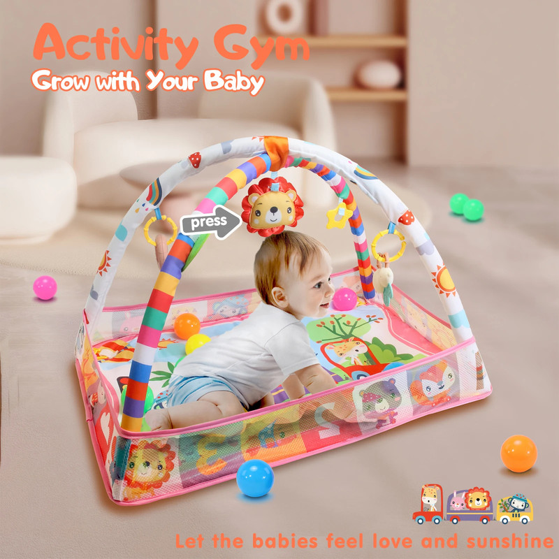 GIMNASIO ZZKKO INTERACTIVO TAPETE 9EN1 MUSICA JUGUETE COLGANTE LAU MULTICOLOR - 6