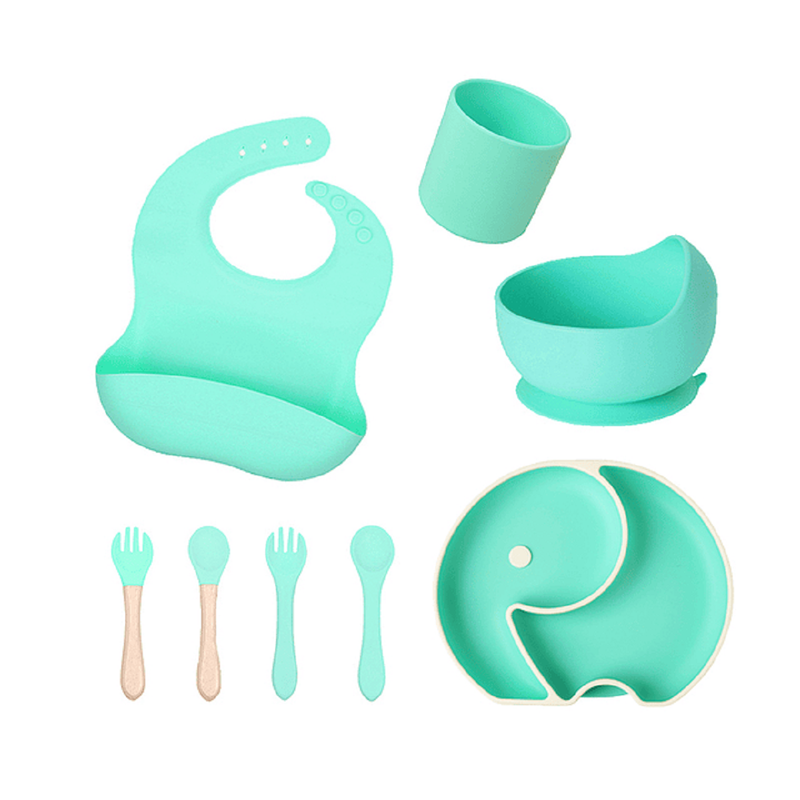 SET ZZKKO ALIMENTACIÓN SILICONA 8EN1 ANTIDESLIZANTE BEBÉS LAU ROSA - 7