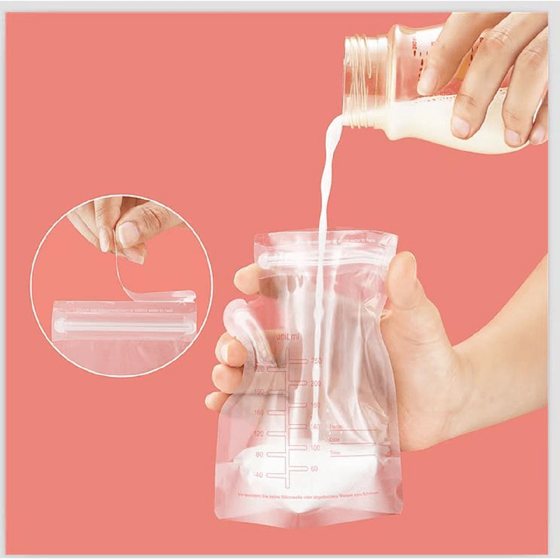 SET ZZKKO TRANSPARENTE 60 BOLSAS ALMACENAMIENTO LECHE MATERNA BEBES MAMAS LAU - 2