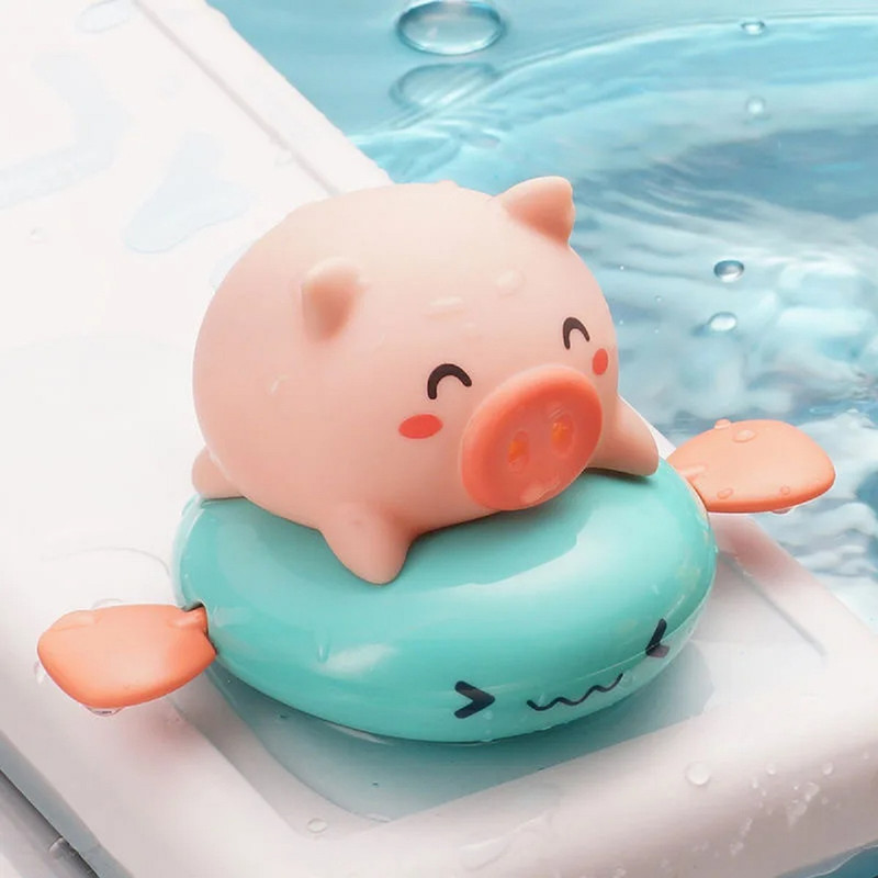 SET ZZKKO MULTICOLOR 4 JUGUETE BAÑO BEBE CERDITO PEZ VOLADOR CUERDA LAU - 3