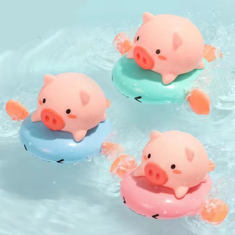 SET ZZKKO MULTICOLOR 4 JUGUETE BAÑO BEBE CERDITO PEZ VOLADOR CUERDA LAU - 4