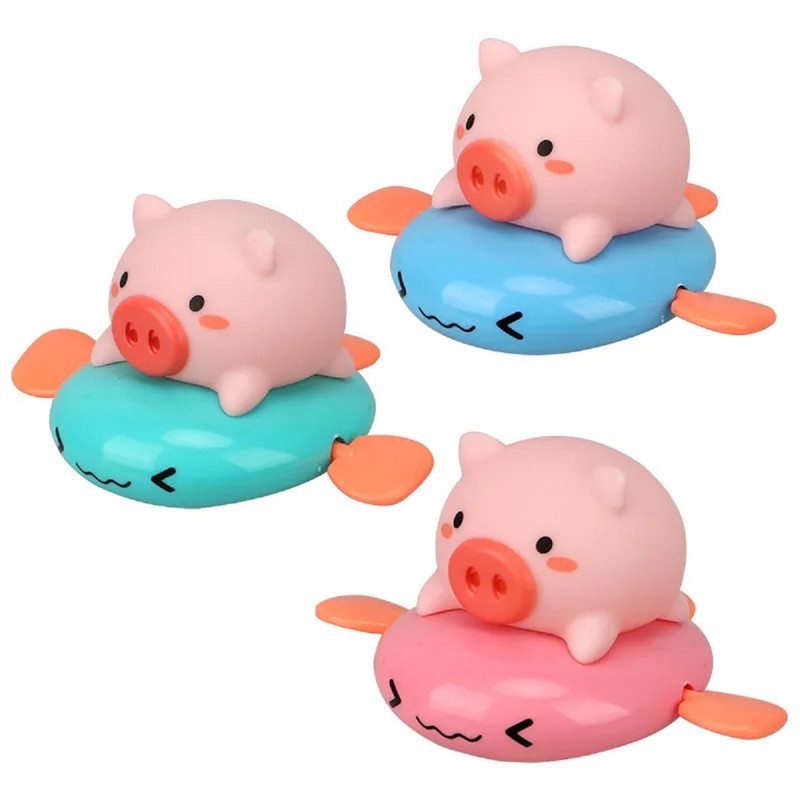 SET ZZKKO MULTICOLOR 4 JUGUETE BAÑO BEBE CERDITO PEZ VOLADOR CUERDA LAU - 5