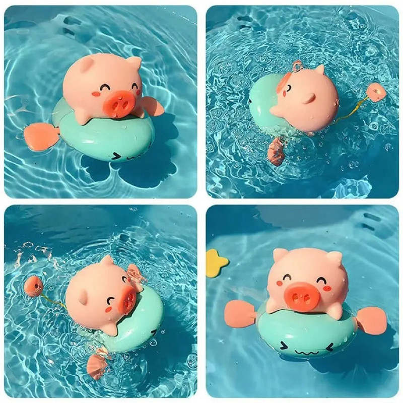 SET ZZKKO MULTICOLOR 4 JUGUETE BAÑO BEBE CERDITO PEZ VOLADOR CUERDA LAU - 7