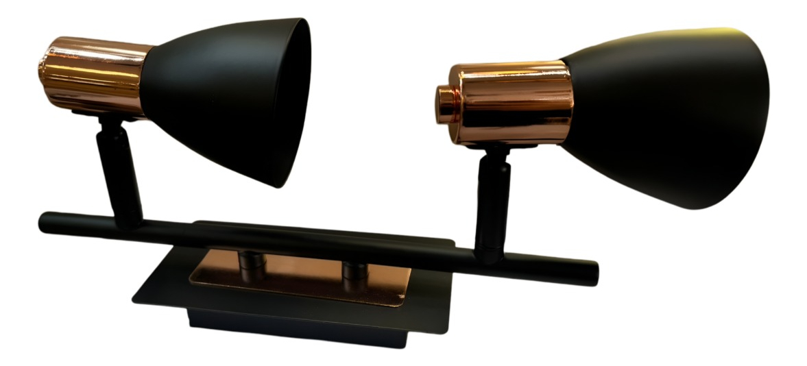 LÁMPARA DOBLE TECHO PARED E27 COBRE 110V 220V JHN NEGRO - 2