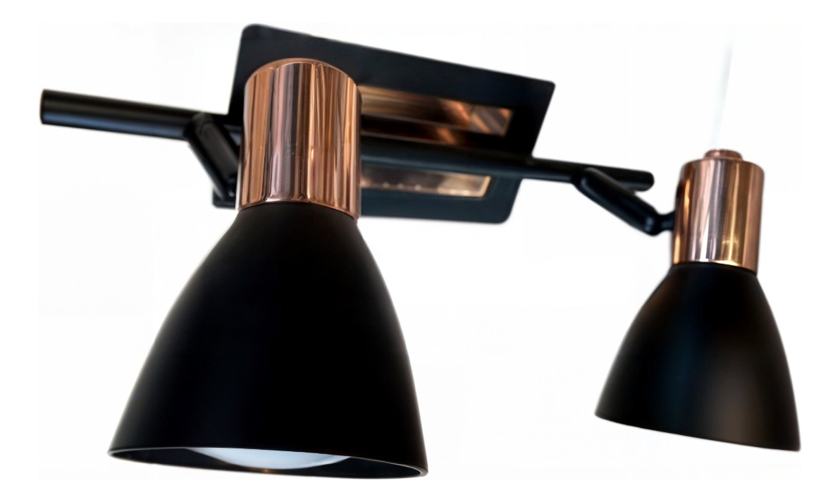 LÁMPARA DOBLE TECHO PARED E27 COBRE 110V 220V JHN NEGRO - 3