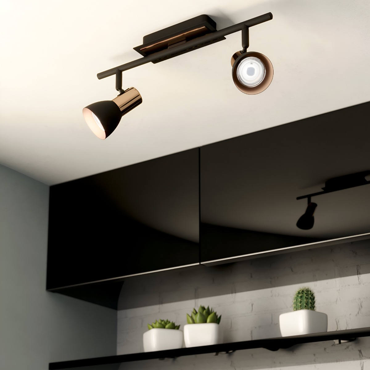 LÁMPARA DOBLE TECHO PARED E27 COBRE 110V 220V JHN NEGRO - 8
