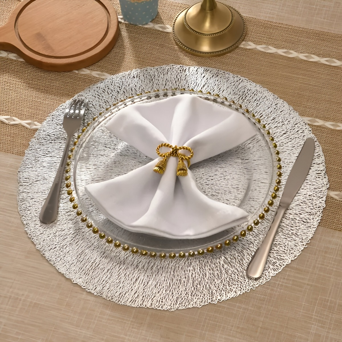 SET DE 10 MANTELES INDIVIDUALES REDONDOS ANTIDESLIZANTES JHN - 8