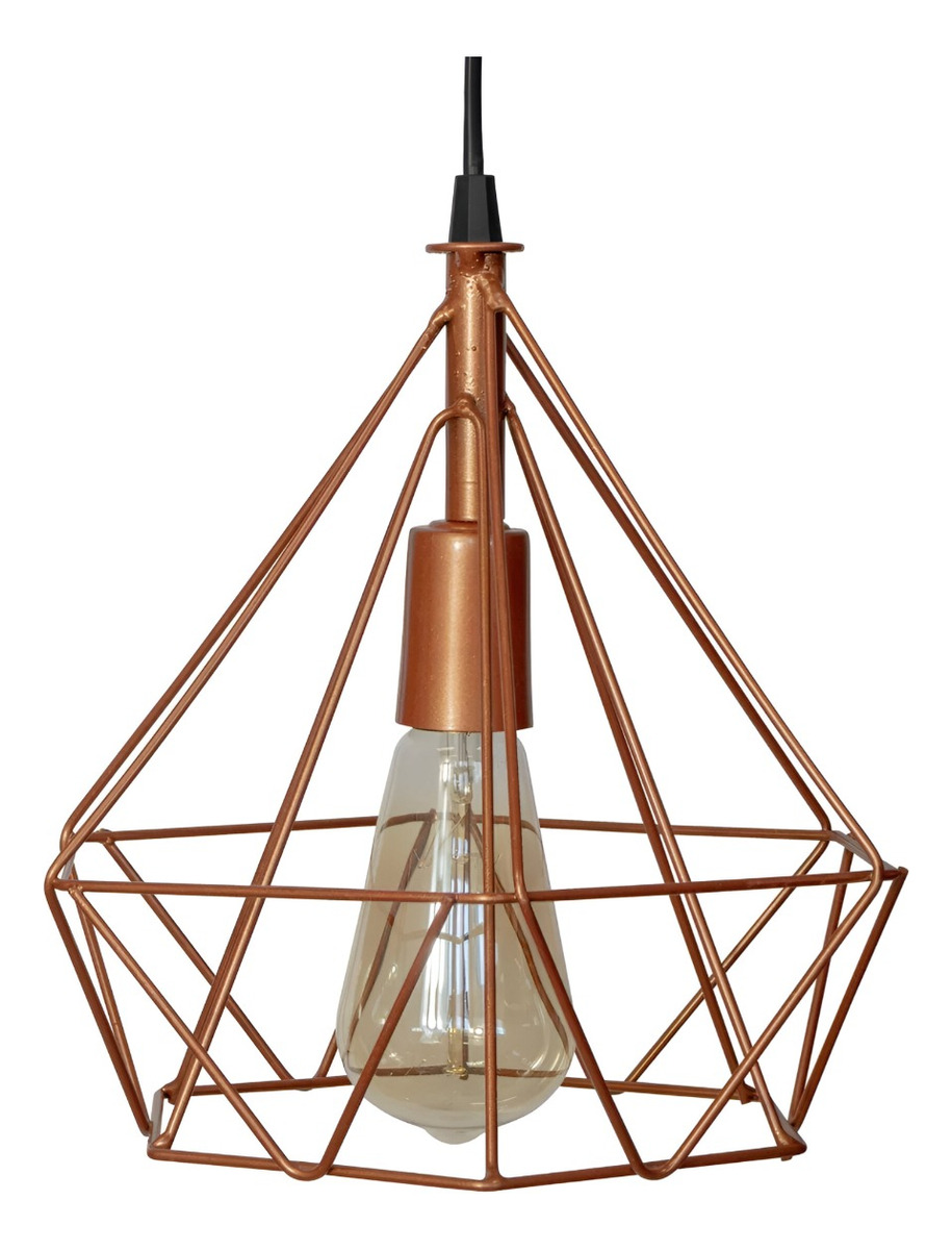 LÁMPARA COLGANTE TECHO TRIPLE HIERRO DIAMANTE COBRE 22CM JHN DORADO - 3