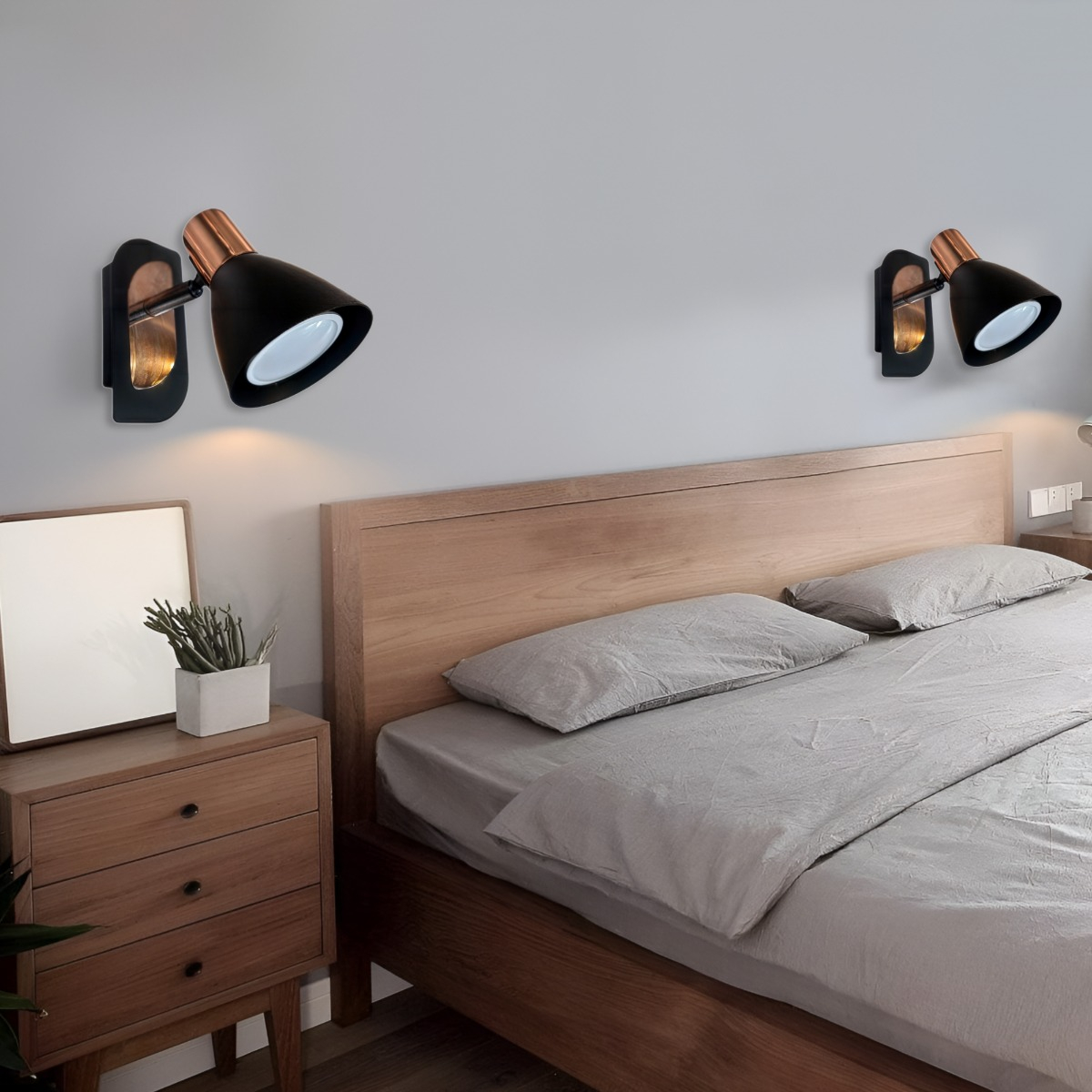 LÁMPARA PARED NÓRDICA E26 COBRE EDISON HIERRO JHN NEGRO - 9