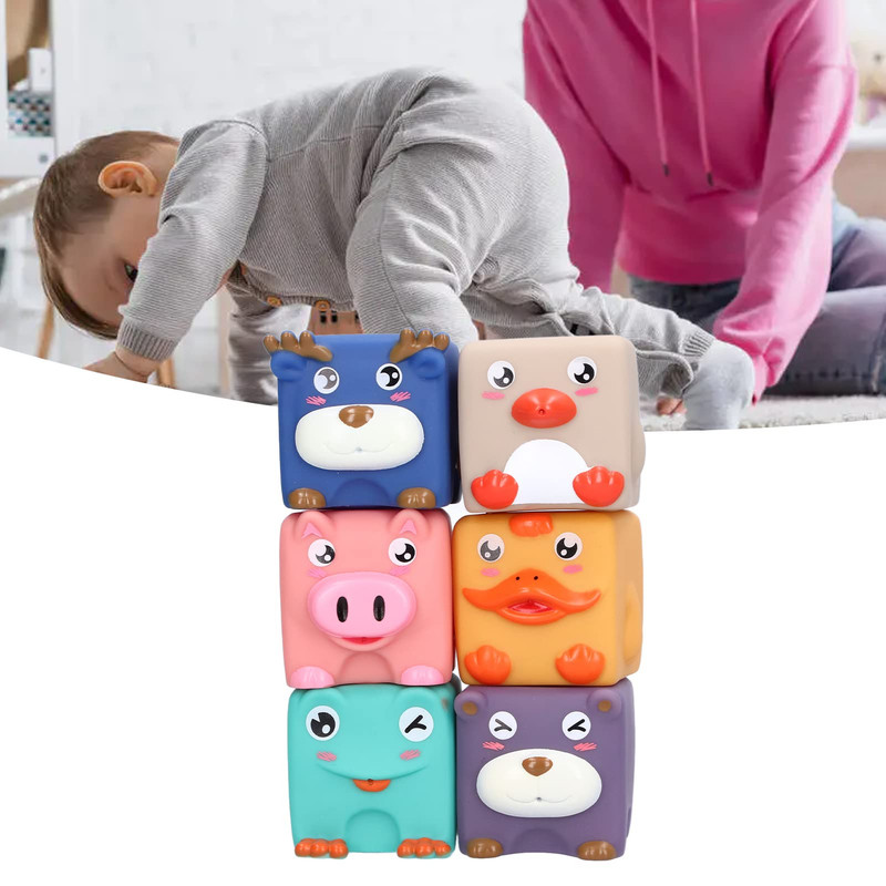 BLOQUES A95X JUGUETE 6 PIEZAS APILABLE DIVERTIDO SILICONA NIÑOS LAU - 6