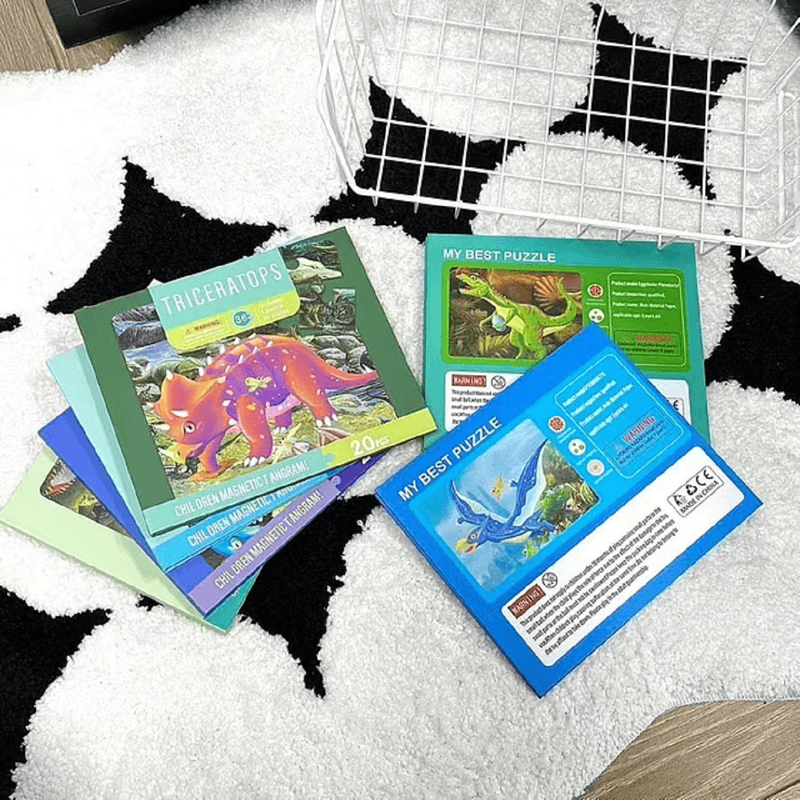 SET 3 JUGUETE PUZZLE ROMPECABEZA A95X MULTICOLOR DINOSURIO IMAN NIÑOS LAU - 8