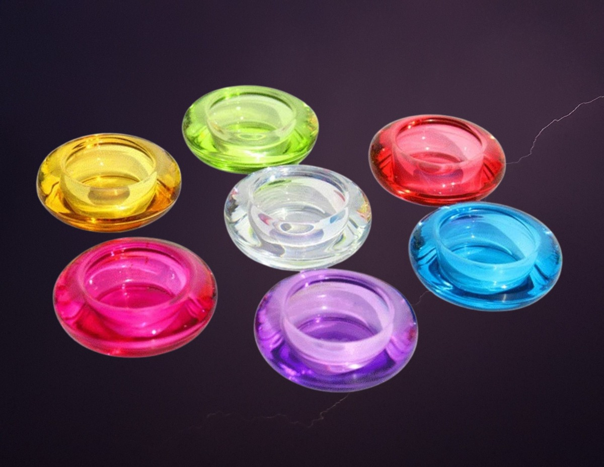 SET DE 7 PORTAVELAS DECORATIVO CRISTAL COLORES VIBRANTE JHN - 8