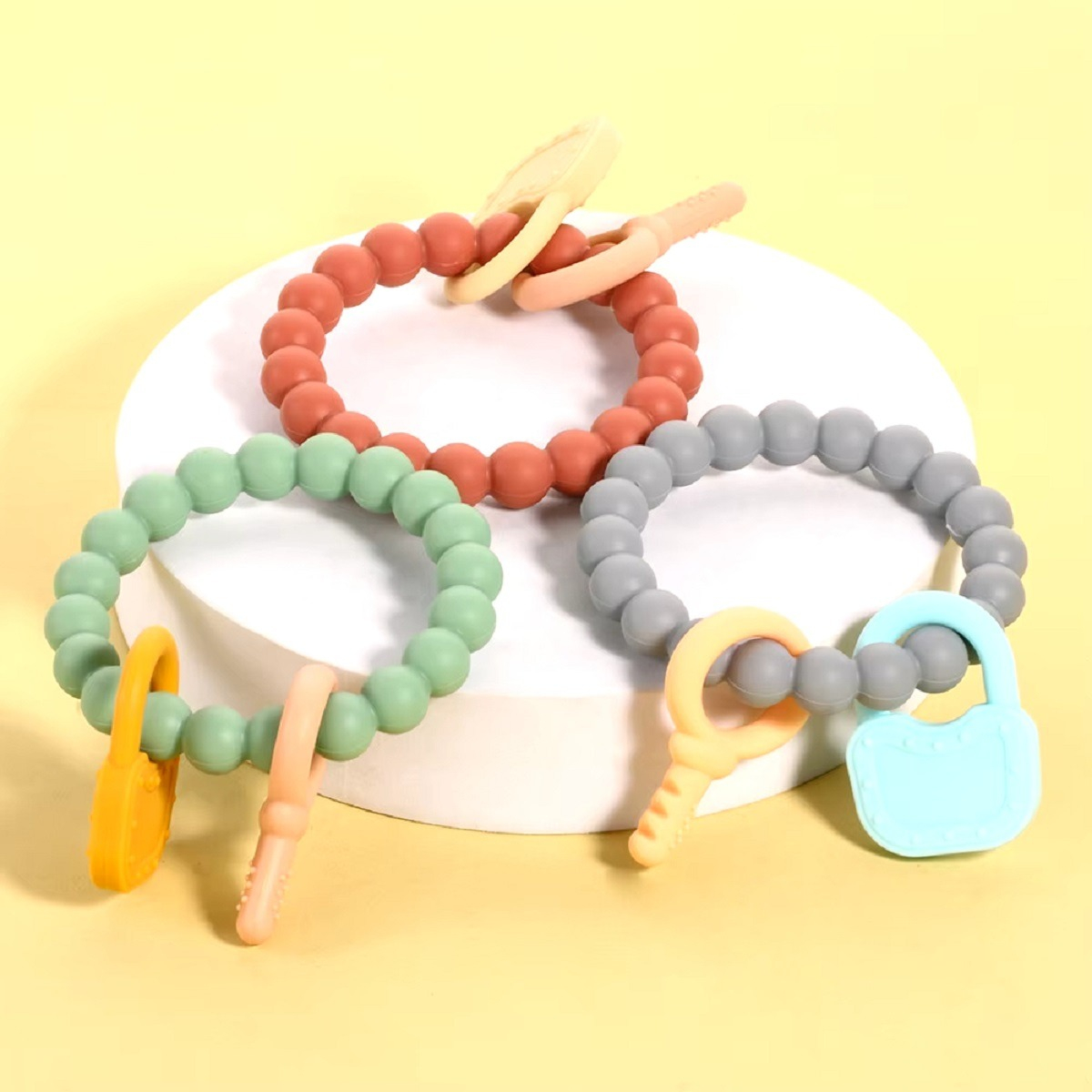SET 3 MORDEDOR SILICONA PULSERA BEBÉ ALIVIO ENCÍAS JHN MULTICOLOR - 3