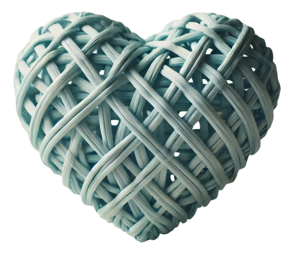 SET DE 5 CORAZÓN DECORATIVO MIMBRE PARED COLGANTE 20CM JHN - 1