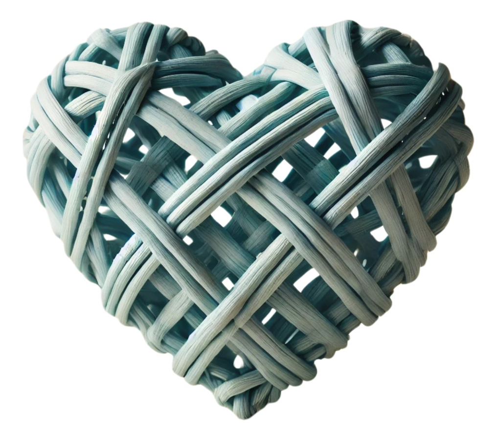 SET DE 5 CORAZÓN DECORATIVO MIMBRE PARED COLGANTE 20CM JHN - 3